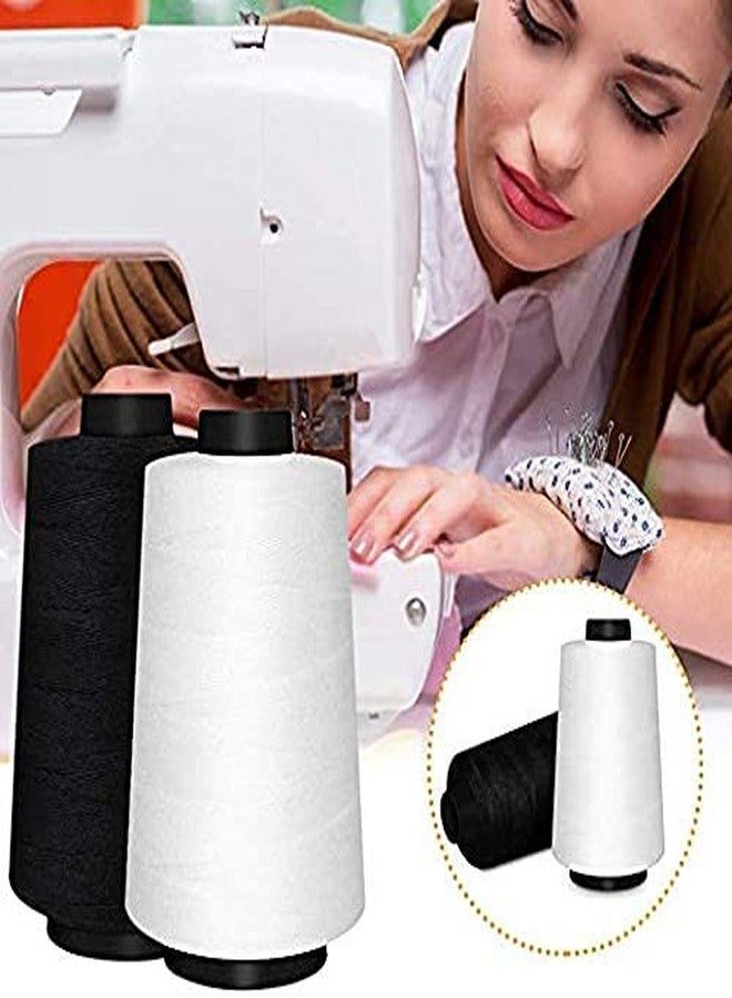 R Enterprises Strong and Durable Cotton Polyester Sewing Thread Spool for Sewing, Stitching, Overlock, Surger, Murrow (2 Pcs Black & White, 5000 Meter) - Image 2